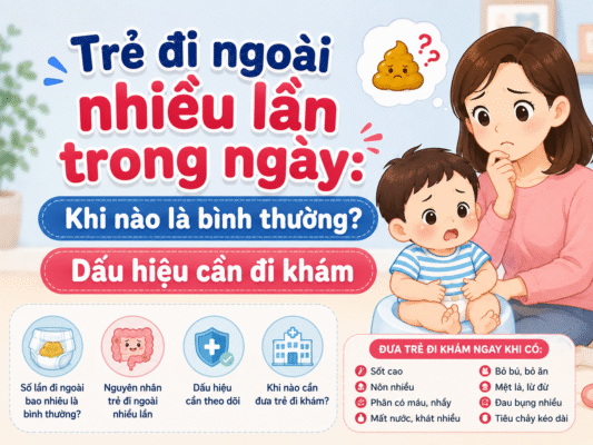 Trẻ đi ngoài nhiều lần trong ngày: Khi nào là bình thường? Dấu hiệu cần đi khám